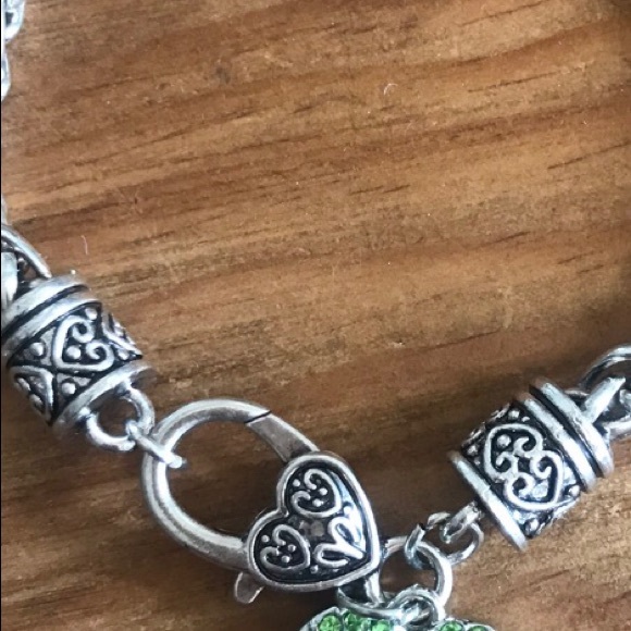 Color Guard Green Rhinestone Heart Rope Bracelet - Picture 2 of 4